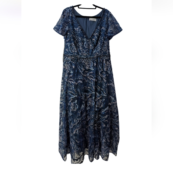 Mac Duggal Embellished Illusion Butterfly Sleeve A-Line Gown SZ 16 NWT - Picture 5 of 15